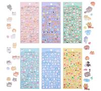 600+ pegatinas 3D hinchadas, 6 hojas lindas mini pegatinas para niños, pegatinas 3D de animales kawaii para niños, pegatinas impermeables de animales para manualidades, pegatinas pequeñas para fundas