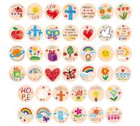 600 Pegatinas Religiosas de 2,5cm Redondas Cristianas de Jesús Para Niños Biblia Católica Inspiradoras Para Arte Manualidades Decoración de Pascua (Estilo de Dibujo)