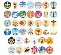 600 Pegatinas Religiosas Niños, 2,5cm Redondas Pegatinas Cristianas de Jesús para Niños Pegatinas Biblia Católica Inspiradoras para Arte Manualidades Decoración de Pascua (Estilo Cruzado)
