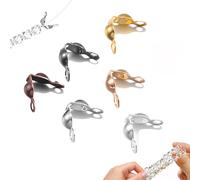 600 Pieza Cuentas Engarzadas, 7 Colores Tapa de Cuenta Plegable Abierta, Sombrero con Nudo De Cuentas para Anudar y Engarzar, Crimp Beads, Material para Hacer Pulseras, Accesorios de Joyería DIY