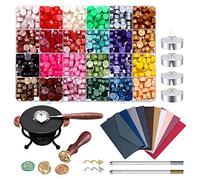 600 Piezas Cera de Sellado Retro, Completo Kit de Sellos de Cera con Horno de sellado de cera, Ceras Adhesivas para Manualidades, Manuscritos Antiguos, Tarjetas Felicitación, Invitaciones Boda