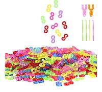 600 Piezas Colores Clips en S, Correas Plástico Conectar,Clips Transparentesr en Forma S,Loom Band Cierres Coloridos Lazos Goma Herramienta Recarga,Clips Colores Cierres