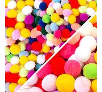 600 piezas de manualidades con pompones, pompones de 8 mm y 25 mm, fabricación de bolas de porristas para manualidades, bricolaje creativo multicolor mezclado