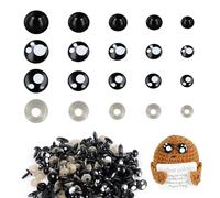 600 Piezas de Ojos para Amigurumis, Ojos de Ganchillo Kawaii de Plástico de 8-16 mm Ojos de Animales de Ganchillo Negros con Arandelas para Suministros de Tejer y Ganchillo