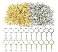 600 pines de ojo de tornillo pequeños, con 20 llaveros de 1 pulgada con cadena y salto abierto, ganchos de ojal, tornillo de ojal, mini tornillos autorroscantes para hacer joyas, 4 x 8 mm, 2 colores