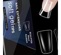 600 puntas de uñas curvadas transparentes de gel para decoración de manicura profesional para un estilo rápido, medias cubiertas, uñas postizas, suministros de salón de uñas