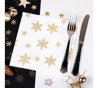600 Servilletas de Papel Navideñas Decoradas - Servilletas Navidad Papel 3 Capas, Motivos Navideños, Rojo y Oro, Decoupage, Merry Christmas servilletas papel. servilletas navidad. (Blanco)