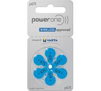 Power one P675 - Confezione da 6 batterie per apparecchi acustici, 1,45 Volt, 650 mAh