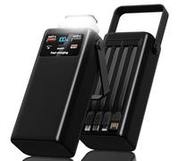 60000mAh Power Bank con 45W Carga Rápida: Batería Externa de Gran Capacidad con 4 Cables 7 Salidas, Pantalla LED y Linterna, Ideal para Camping y Actividades al Aire Libre