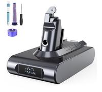 6000mAh Batería de Reemplazo con Pantalla de Indicador de Carga para Dyson Aspiradora V6 DC62 DC58 DC59 DC61 DC72 DC74 SV03 SV05 SV06 SV07 SV09 (2 Filtros + 1 Cepillo)