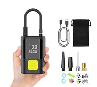6000Mah Compresor Aire Portatil, 150PSI Inflador Ruedas Coche Mini Bomba de Aire Bicicleta Electrica con Pantalla LCD Digital y Linterna LED,con 4 Boquillas para Coches, Motos, Bicicletas Pelotas