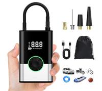 6000Mah Compresor Aire Portatil, 150PSI Inflador Ruedas Coche Mini Bomba de Aire Bicicleta Electrica con Pantalla LCD Digital y Linterna LED，con 4 Boquillas para Coches, Motos