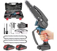 6000mAh Mini Motosega a Batteria per Potatura, 6 Pollici Motosega Elettrica con 2 Batterie, Sega Elettrica per Potatura Con Pompetta Olio e Blocco di Sicurezza per il Taglio del Legno e Giardini
