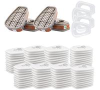 6001 Filtros de Protección Respiratoria, Filtros de Algodón Particulado para Respirador, con 80 piezas Filtros de Algodón Cartuchos, para Artesanos, Bricolaje, Pulverización de Pintura (6001)