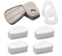 6001 Filtros para máscara de protección respiratoria, 20 filtros de algodón + 2 filtros y 2 tapas, cartuchos orgánicos Vapor 6001, filtro químico de color compatible con 6200, 6800, 7502 máscara de