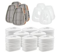 6001 Filtros Para Respirador Anti Polvo, 60 Cartuchos de Filtro, 4 Filtro de Algodón Particulado y 4 Tapas, Compatibles con 6100/6200 / 7501/7502 / 6502/6800 3M Filters, pour Protección Respiratoria