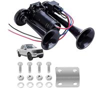 600DB Dual-Tone Metal Car Horn, Train Horn for Truck with Dual Trumpets and Air Compressor, Universal 12V/24V Warning for Cars Trucks SUVs Boats, Heavy Duty Vehicle Safety Accessory (Black)