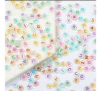 600PCS 4x7 mm Perlas redondas del alfabeto, perlas de letra coloridas Perlas sueltas con letras brillan en la oscuridad para collares que hacen artesanías de bricolaje