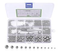 600Pcs Bolas de Acero, Rodamientos de Bolas, 13 Tamaños de Rodamientos Metálicos de Precisión Métrica 2-10mm, Juego de Rodamientos Bolas Acero Redondos Pulidos para Bicicletas Monopatín Ruedas