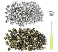 600pcs cuadrado piramidal espárrago metal garra cabeza remache espiga Screw Craft punk pistola metal, 8/12/15 mm con banda de perforación para zapatos de ropa DIY Project (bronce + plata)