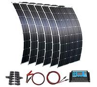 600W Flexible Kit Panel Solar Monocristalina Placa Solar con controlador 60A salida USB para cargar baterías 12v 24v (gel AGM ventilado) para caravana, autocaravana, barco, techo