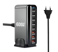 600W GaN Cargador Carga Rápida USB C Adaptador Rápido Tipo C PD 140W 100W USB-C Power AC Adapter QC 30W Automático MultiPort Charge Ladestation para Portátil Netbook PC Teléfono Móvil Charging Station