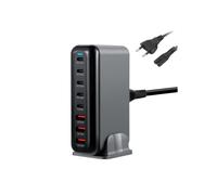 600W Multi-USB Charger, 8 GaN 1/4 Tech PD 140W Fast Charger QC PPS Plug with 5 USB-C and 3 USB-A Charging Station