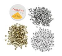 601 cuentas de letras grandes para pulseras y cuentas del alfabeto, oro, plata, plana, redonda, multiusos, manualidades, kit de fabricación de joyas con nombre para uso de regalos