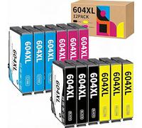 604XL Cartucho de Tinta Compatible con Tinta Epson 604XL 604 XL para XP-3200 XP-3205 XP-4200 XP-4205 XP-2200 XP-2205 WF-2910 WF-2930 WF-2935 WF-2950 (3 Negro, 3 Amarillo, 3 Magenta, 3 Cian)