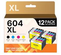 604XL - Lote de 12 cartuchos compatibles para Epson XP 2200 para Epson 604 XL para Expression Home XP-2200 XP-2205 XP-3205 XP-3200 XP-4200 XP-4205 Workforce WF-2910DWF WF-2930DWF WF-2935DWF WF-2950DWF