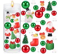 6066 perlas de Navidad flotantes para rellenar jarrones, perlas de agua transparentes para velas flotantes, perlas blancas flotantes con purpurina para decoración de mesa de Navidad (A)