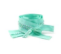 60cm 10# Cremallera de resina de gran tamaño con diamantes de imitación, cremallera decorativa, accesorios de costura para abrigos, Verde, 60cm