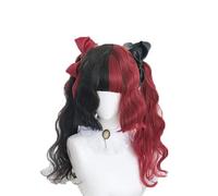 60cm / 65cm Lolita Ombre Negro Mixto Rojo Resistente al calor Flequillo Sintético Lindo Cosplay Peluca + Peluca Cap A120 rizado