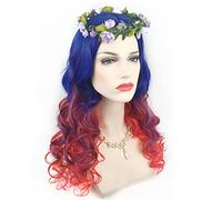 60cm Fashion Long Wavy Ombre Wig Cosplay Costume Rainbow Halloween Party Wigs For Women High Temperature Fiber only wig