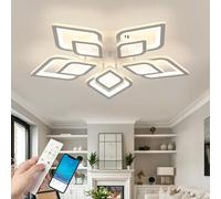 60cm Lampara Techo con APP Y Mando a Distancia Plafon Led Techo Flor Inteligente Decoración Creativa Lámpara de Techo Función de Memoria LED Regulable Embellece Dormitorio Infantil Salón-White