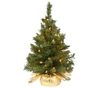 60cm Pre-Lit Potted Flocked Tabletop Christmas Tree, Pre-Lit Artificial Tabletop Christmas Tree, Artificial Christmas Tree Battery Operated Small Xmas Trees With 50 Led Lights For Home Holidays Decor