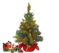 60cm Pre-Lit Potted Flocked Tabletop Christmas Tree, Pre-Lit Artificial Tabletop Christmas Tree, Artificial Christmas Tree Battery Operated Small Xmas Trees With 50 Led Lights For Home Holidays Decor