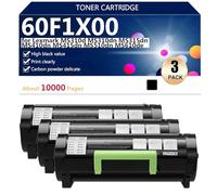 60F1X00 Cartucho de Tóner de Alto Rendimiento 601X 60F1X00 para Lexmark MS310d MS310dn MS315dn MS410dn MS415dn MS510dn MS610de Impresoras,Black-3 Pack