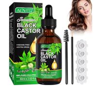 60ml Aceite De Ricino Negro+30Pcs Castor oil patches,100% Puro Aceite de Ricino Orgánico, Puro y Prensado en Frío, Cuidado Piel,Para cuerpo,masaje,cabello,uñas,pestañas,cejas.