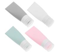 60ml Set de Botellas de Viaje de Silicona 4 Piezas para Cosméticos | Tapa Desmontable, para Viaje, Rellenable y Fácil de Limpiar, Portátil, Uso en Aseo