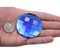 60mm Extra Large Flat Back Round Acrylic Rhinestones Plastic Circle Gems For Costume Making Cosplay Jewels Pro Grade Embelishments - 2 Pieces (Blue Sapphire H104)
