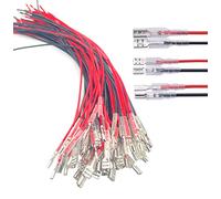 60Pcs 2.8mm 4.8mm and 6.3mm Female Spade Crimp Terminal with Insulating Sleeve and Wire,Female Spade Quick Splice Connector Assortment Kit with 25cm red Black Wires