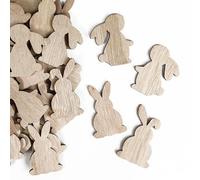60pcs Conejo de Pascua para Manualidades Niños Conejitos de Madera para Pintar Colorear Decoración Pascua Confeti para Mesa
