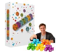 60pcs-Dice Word Game, Dice Word Brain Exercise Game, Portable Dice Set, Crossword Board Games for Parties and Family Games Nights (12PCS)