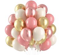 60pcs Globos Latex, Blancos Globo Metalico Dorados para Cumpleaños, Boda, Baby Shower, Graduacion Fiesta Decoracion A9