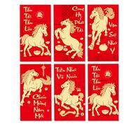 60pcs Lunar New Year Red Packets for the Year of the Horse, 2026 Vietnamese Chinese Cash Packets, Holiday Greetings and Decorations(Red,C-Long)