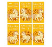 60pcs Lunar New Year Red Packets for the Year of the Horse, 2026 Vietnamese Chinese Cash Packets, Holiday Greetings and Decorations(Yellow,D-Long)