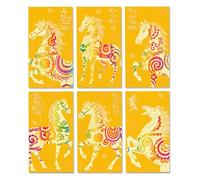 60pcs Lunar New Year Red Packets for the Year of the Horse, 2026 Vietnamese Chinese Cash Packets, Holiday Greetings and Decorations(Yellow,A-Long)