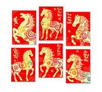 60pcs Lunar New Year Red Packets for the Year of the Horse, 2026 Vietnamese Chinese Cash Packets, Holiday Greetings and Decorations(Red,A-Short)