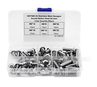 60PCS M6 Tornillos Sujetadores Accesorios Hexagonal de Acero Inoxidable Botón con Cabeza de Pernos Tornillos Casquillos con Caja